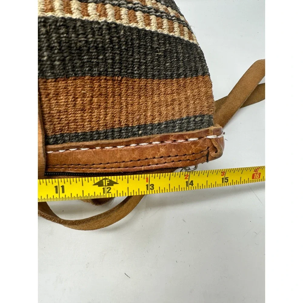 Unbranded Medium Brown Stripes Sisal Jute Basket Bag
